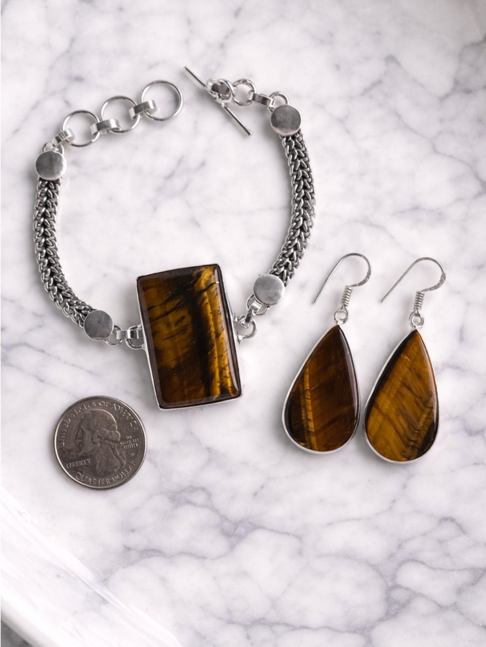 Tiger's Eye Bracelet and Earring Set - Picture 2 of 2